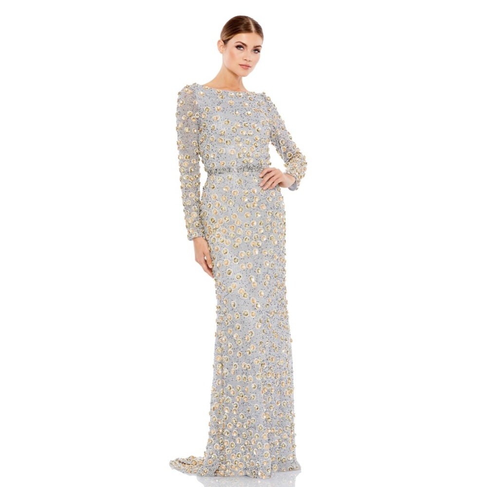 ⚡️SOLD⚡️Mac Duggal Embellished Long Sleeve High Neck Gown